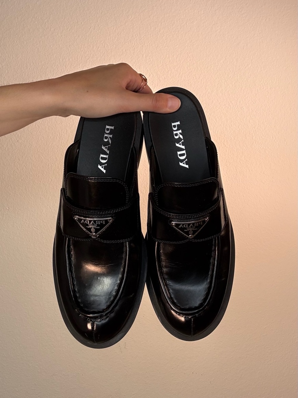 Prada Black Patent Leather Slip-On Loafers